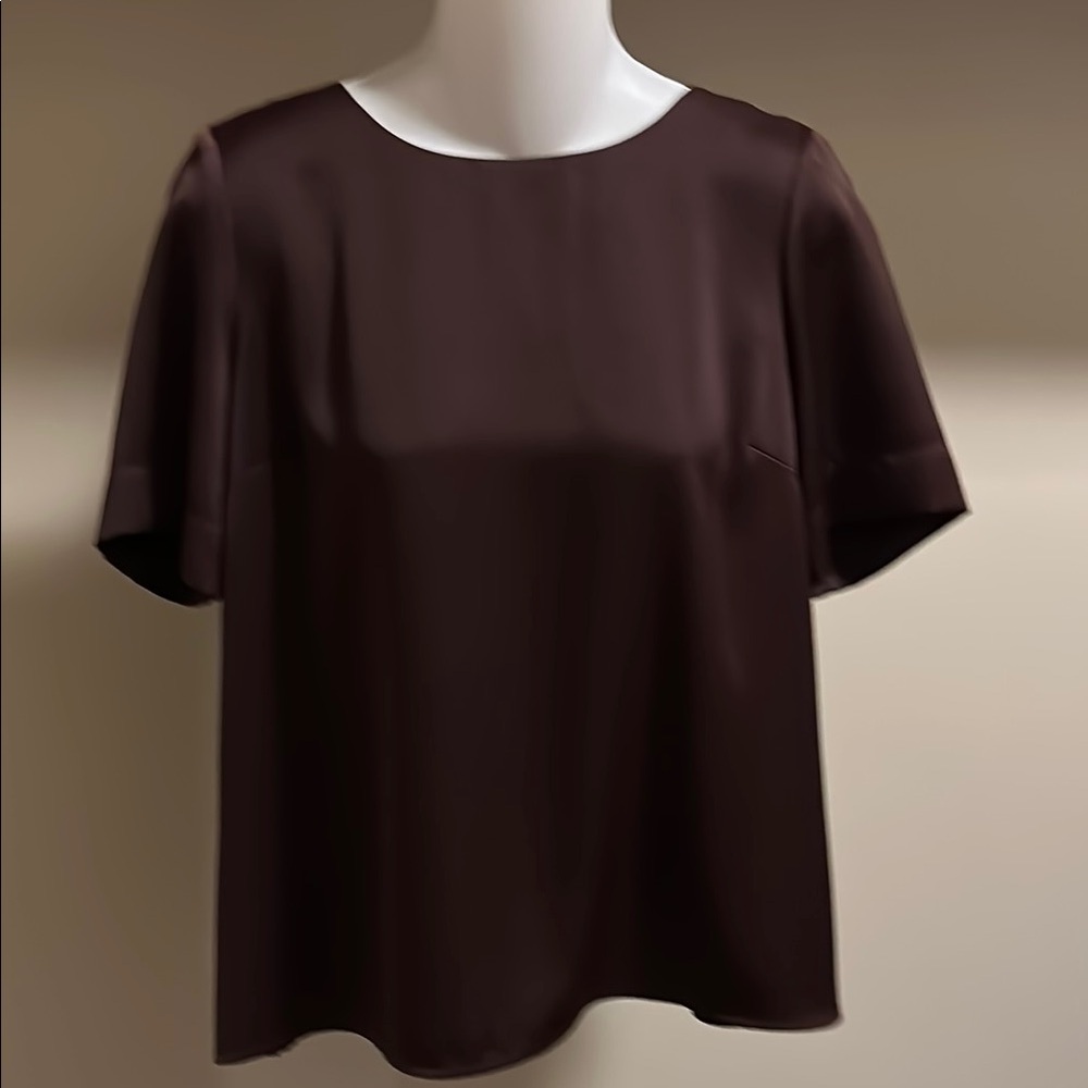 Topshop Brown Short Sleeve Boxy Blouse size 4